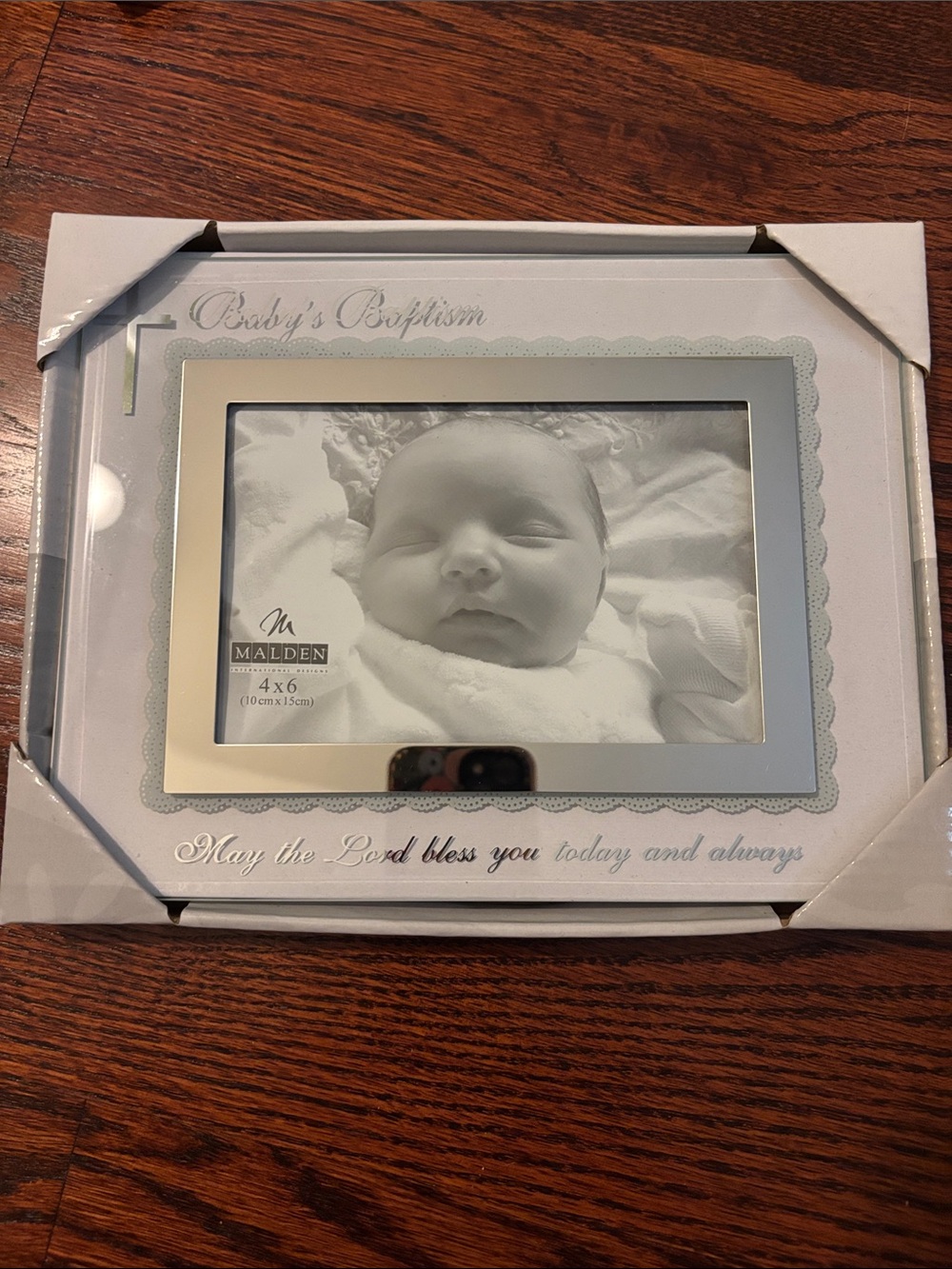 NEW Malden Silver and White Baby Baptism Picture Frame